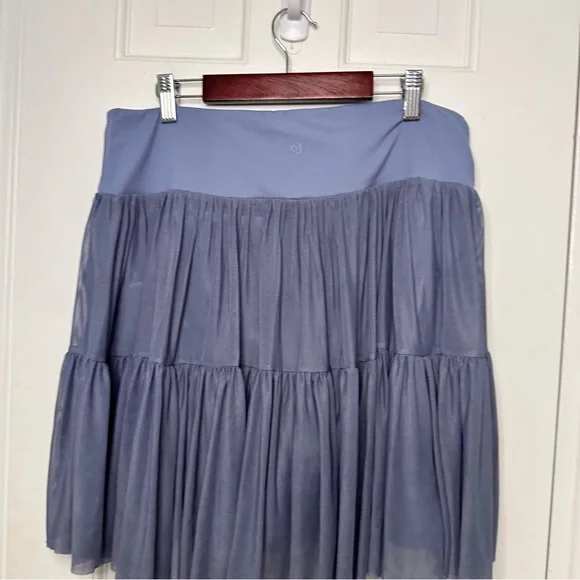 Blogilates Ballerina Skort Steel Blue Crossover Waist Mesh Pirouette Active 1X - Picture 7 of 10